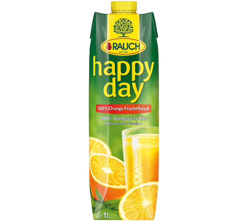 Rauch happy day Orangensaft 100% mit Fruchtfleisch Elopak